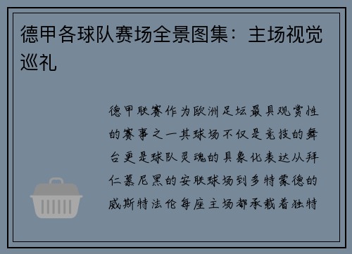 德甲各球队赛场全景图集：主场视觉巡礼